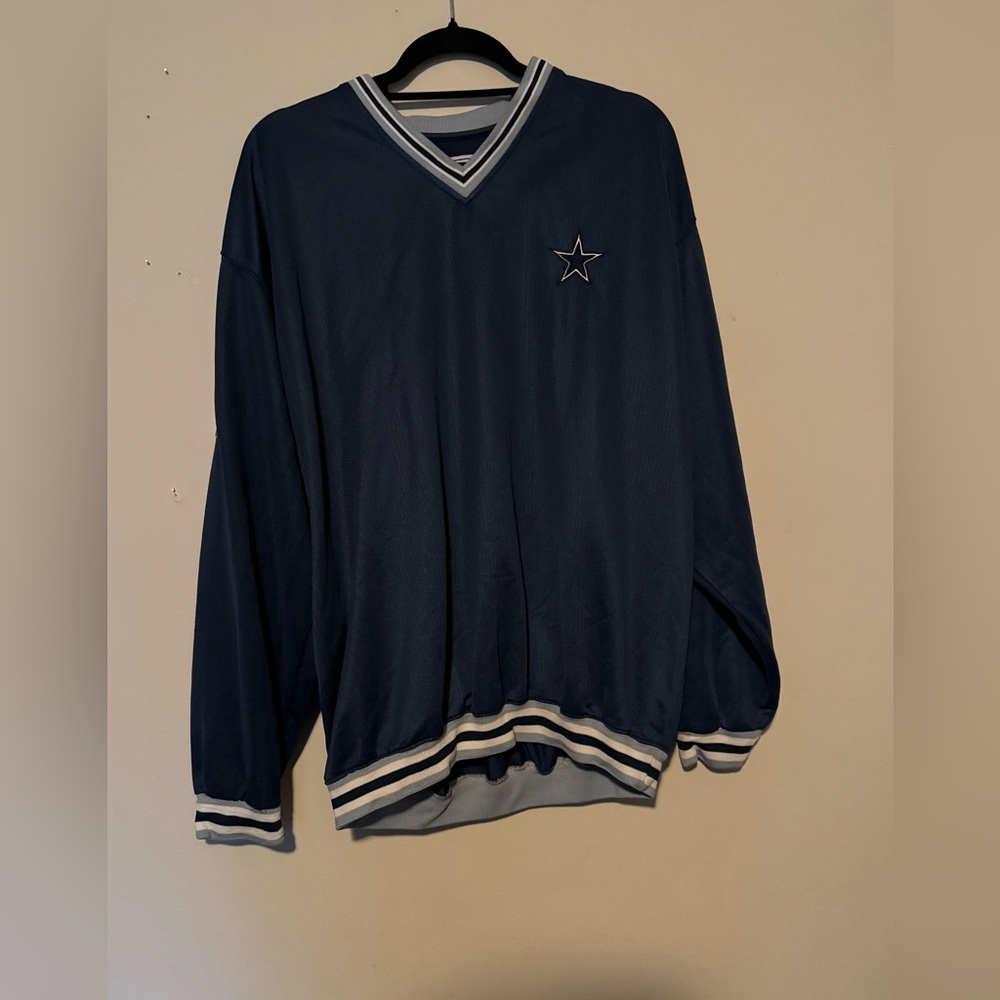 GUC NFL Dallas Cowboys Navy Pullover V-Neck Sweatshirt - Size Large